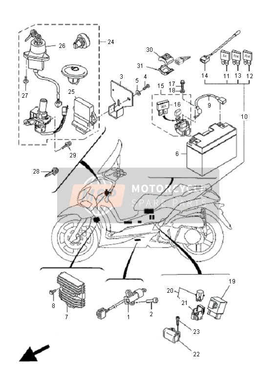 16PWH2500100, Main Switch Immobil Kit, Yamaha, 0